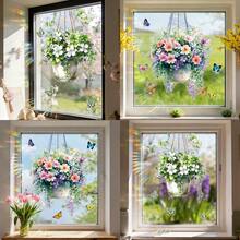 1/2片装 春季花盆窗贴 蝴蝶静电贴纸 彩虹棱镜效果 防晒防紫外线 家居办公玻璃表面装饰 DIY艺术工艺用品 - 彩色 - 查看 4