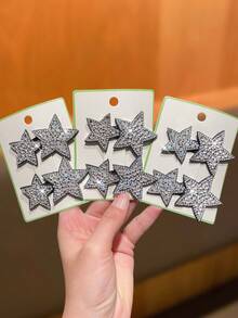 2/4/6个装女士五角星水钻发夹刘海发卡时尚优雅，发饰，发夹爪夹，学习用品，派对造型，头部饰品 - 彩色 - 查看 12