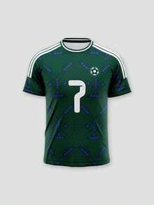 Áo thi đấu đội tuyển quốc gia Ả Rập Xê Út thiết kế riêng, kiểu dáng World Cup 2026, màu xanh lá cây đậm với họa tiết đồ họa. Áo thun mùa hè thiết kế riêng, quà tặng Giáng sinh và năm mới. Một chiếc áo thun cá nhân hóa, thoải mái, giản dị, rộng rãi. Thể thao - xanh quân đội - Xem 3