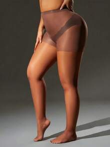 2 piezas Pantimedia sexy y minimalista para mujer - Café integral - Ver 1