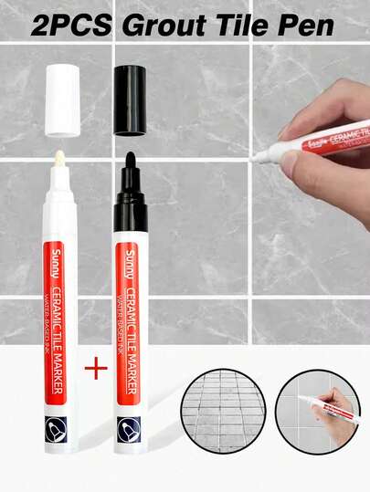 Waterproof Tile Grout Repair Pen - Multipurpose Tile Repair Pen, Suitable For Wall And Floor, Anti-Staining, With Precise Tip, Can Be Used For Tile Grout Coloring (Applicable For Bathroom, Kitchen, Indoor/Outdoor) Sticker