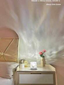 1 Stück dynamische Wellen Muster Atmosphäre Lampe, romantische Sternenhimmel Projektionslampe - einstellbare farbwechselnde Aurora Beleuchtung für Schlafzimmer - polychromatisches Licht - Übersicht 7