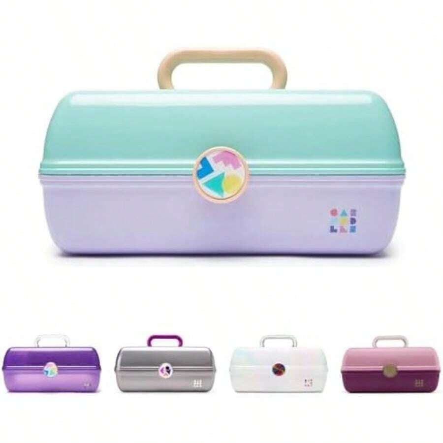 Caboodles Twilight Disco - On--go Girl Costmetic Organizador de maquillaje y accesorios Estuche de transporte, color plateado brillante(Crema de mar sobre lavanda) - Multicolor - Ver 1
