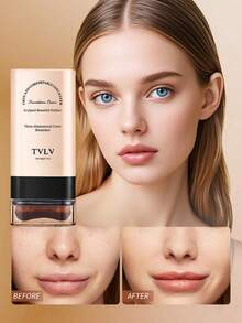 1pc Eraser Foundation Stick With Brush Coverage Moisturizing Even Skin Tone Face Concealer Long-Lasting Non-Oxidizing Makeup Face Beauty Makeup Cosmetics - 多色的 - 查看 4