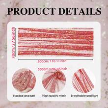 1/2pcs 27.56*118.11/196.85 Inch Red Sheer Chiffon Transparent Table Runner, Glitter Metallic Foil, Red Party Table Decor Center Piece, Suitable For Boho Romantic Table Runner, Fit For Birthday, Bridal Shower Decor, Party, Dining Table Decoration (Multi-Color Available)
