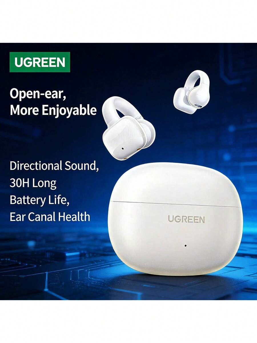 UGREEN WS209 耳夾式開放式耳機HiTune S3 5.3g 輕量化配戴 人體工學耳夾設計 IPX5 防水防汗 戶外運動 跑步騎乘適配 - 白色 - 查看 1