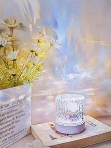 1pc Water Wave LED Atmosphere Projection Light - USB Powered With Remote Control, 16 Color Changing Modes, Suitable For Bedroom, Living Room And Office Decor, Valentine's Day & Holiday Gift, Modern Polished Metal & Plastic Design, Desk Lamp, Creative Room Ambiance, Portable Lighting - Multicolor - View 4