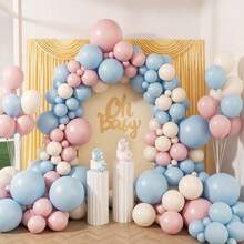 130件套性别揭晓气球拱门套装，包含粉色、蓝色、沙色、白色、透明加厚乳胶气球，适用于波西米亚风生日派对、新娘送礼会、小熊主题派对、婚礼装饰。 - 彩色 - 查看 5