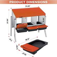 Techigher Chicken Nesting Boxes, 3/4 Hole Metal Chicken Egg Laying Box With Pull-Out Trays And Rollout Egg Collection For ChickenCoop - Orange With Metal Legs, 3 Holes - View 6