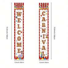 2-Piece Carnival Circus Polyester Door Pair, 12x 70.8inch Porch Flags With Clown, Balloon, And Tent Design, Perfect For Home, Party, And Outdoor Decoration - No Electricity Required - 樣式 1 - 查看 5
