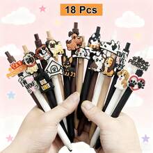 1/6/12/18pcs Cute Dog Themed Ballpoint Pens, Black Ink, Push-Button Pen Set, Ideal New Year Gift For Dog Lovers, Veterinary Technicians, Students And School Supplies Enthusiasts