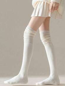 1 Pair Of Women's Thin Knee-High Socks For Spring And Autumn, Non-Slip And Non-Constricting Around The Calves, Perfect For Y2K Cute Outfits - Multicolor - View 8