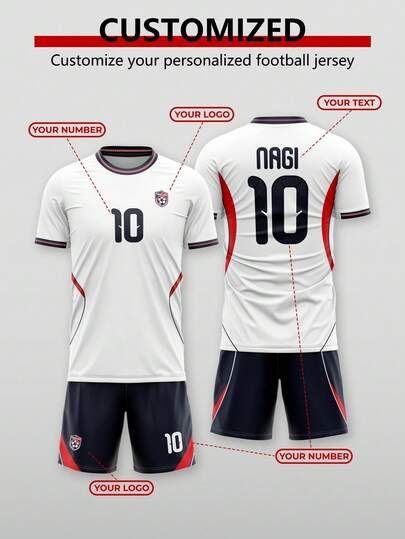 Bộ 2 áo thể thao ngắn tay nam kiểu World Cup đội tuyển Anh (màu đỏ trắng) - In tên đội, số và mặt trước, mặt sau (thiết kế cá nhân hóa) - Thích hợp cho tập luyện bóng đá, thi đấu và các hoạt động thể thao đồng đội.