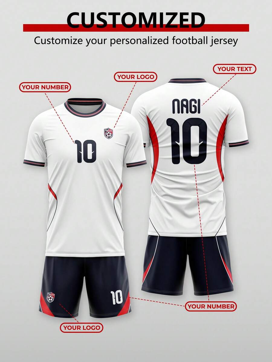 Customized 2026 World Cup England National Football Team Uniform Set With Personalized LOGO, Numbers, Team Name And Player Names. Sports White - White - View 1