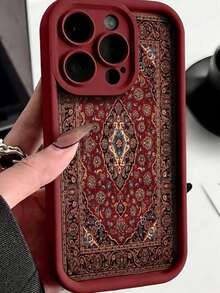 1pc Retro Floral Pattern Painted Shockproof TPU Phone Case, Compatible With Apple XS/XS Max/XR/11/12/13/14/14 Plus/15/15 Plus/16/16 Plus/7/8 Plus/17/17 Pro And Other Models - Multicolor - View 1