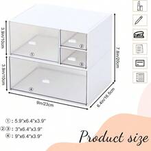 Desk Drawer Organizer Makeup Organizer Storage Box With 4 Stackable Plastic Drawers Desk Organizer For Home Collection Cosmetics Office Bathroom Counter Dresser A - A - View 3
