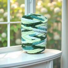 35oz Super Bulky Chenille Yarn, Ombre Space-Dyed Fluffy Yarn For Arm Knitting, Giant Striped Yarn For Blanket Pet Bed - Multicolor - View 16
