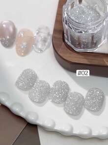 1瓶白色雪花水晶粉、海盐水晶粉、钻石粉、超细闪粉，适用于DIY美甲、圣诞雪花美甲、Y2K风格美甲、法式美甲、万圣节美甲等，以及其他美甲用品。 - 彩色 - 查看 7