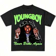 2025 Young Girls' Boys' Christmas T-Shirt Boys' Christmas Clothing, N-B-A Youngboy Signature Premium Tee Black, Teen Boy Gift,Street Loose Short Sleeved,Herren Tshirt,Family Matching,Fashion Casual TopYoungboy Make America Slime Again MASA Merch,Premium Quality Shirts For Fans,Hip-Hop Music T-Shirt, Unisex Casual Short Sleeve Perfect For Fans,Rap Star Graphic Tee, Hip-Hop Culture Shirt Halloween,Y2k,Funny Christmas&Halloween Graphic Tee,Suitable For Festivals, Parties, Home Wear, Daily Commuting, Back-To-School, And Concert Outfits. Printed And Shipped In The USA.Men's Heavyweight Pure Cotton T-Shirt, Non Transparent Versatile Base Shirt - 黑3 - 查看 1