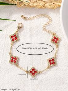 1入夏季時尚豪華的四葉草珠子手鏈，女性復古藝術別致高端手鏈，適合日常佩戴和母親節禮物，沙灘和度假風格 - 紅色 - 查看 6