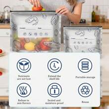 Reusable Aluminum Foil Sealable Storage Bags, 2026 New Resealable Vacuum Zipper Pouches For Food, Stand Up Foil Sealable Bags With Label And Zip Lock For Vegetable Fruit Meat (30Pcs, S+M+L) - Grey - View 8