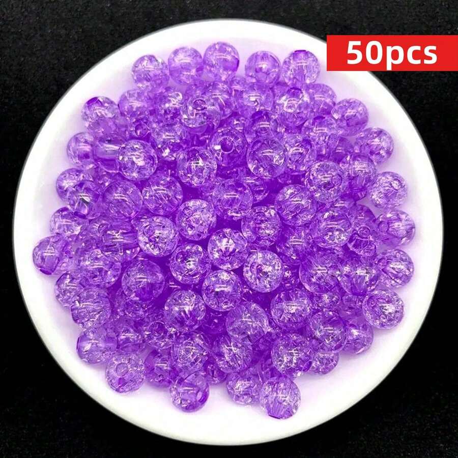 Yiwu Qiyou Accessories Co., LTD 50颗/包 8毫米彩色亚克力绒球珠,适合DIY珠宝和手链制作 - 紫色 - 查看 1