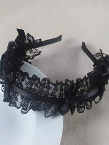 1pc Fashionable Versatile Lace Headband, Suitable For Daily Wear - Black - View 5