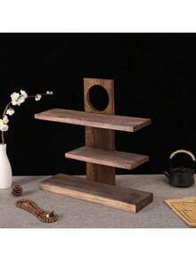 1pc Wooden Multi-Layer Jewelry Rack, Cup Holder, Storage Rack, Autumn Decor Wall Hanging Rack, Storage Tray, Jewelry Tray, Jewelry Display Rack, Decorative Display Rack, Farmhouse Style Medium Storage Tray Rack, Vintage Rack - Brown - View 7