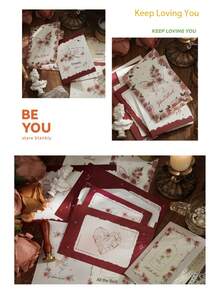 New Year, Valentine's Day, Thanksgiving, Mother's Day, Rose And Butterfly Retro Folding Greeting Cards, Gift Cards, Message Cards, Handwritten Floral Cards, General Holiday Greeting Cards. - Multicolor - View 8