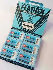 Lâmina de barbear Navalha Feather 60 unidades Produto Original Japan - Cinza - Visão 2