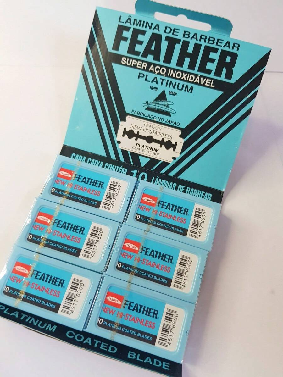 Lâmina de barbear Navalha Feather 60 unidades Produto Original Japan