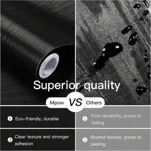 1 Roll Of Self-Adhesive Black Wood Grain Furniture Sticker Suitable For Bedroom Study Home Decoration,Touchable Paper Cabinets Tables And Vinyl Decorative Wallpaper For Renovating Wall Decorations - Black - View 7