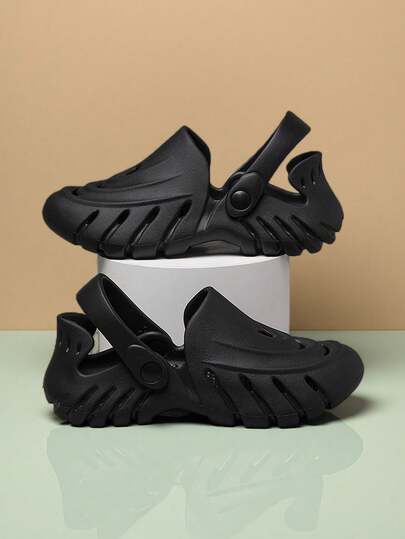 2025 New Women's Flat Wooden Clogs Fashionable Women's Perforated Single Strap Clogs, Breathable Sandals With Thick Non-Slip Sole, Soft Footbed Indoor/Outdoor Slippers, Perfect For Beach And Pool Use