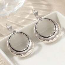 1 Pair Vintage & Simple Large Hoop Earrings, Bohemian Earrings, Round Earrings - Antique Silver - View 4