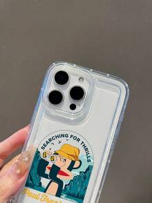 官方授权 Paul Frank 透明气垫手机壳，全包式猴脸防摔保护壳，带摄像头保护盖，猴子字母图案，远眺主题，全新设计，兼容 13/14/15/16/17 Pro Max - 彩色 - 查看 4