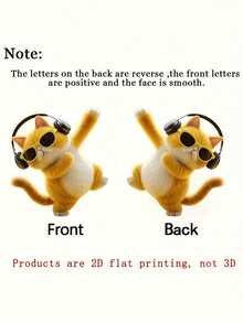 1pc Acrylic Dancing Cat With Headphones Car Dashboard Accessory - Cute 2D Spring Statue, Perfect For Vehicle Interior Decoration And Holiday Party Gifts - Multicolor - View 5