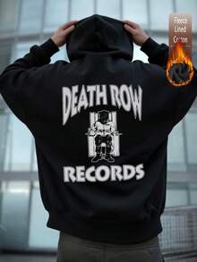 Áo nỉ nam tay rớt vai bằng cotton, lấy cảm hứng từ album Death Row, được làm từ chất liệu dày dặn, thoải mái cho mùa thu/đông, với lớp lót lông cừu giữ ấm tuyệt vời. - màu đen - Xem 1