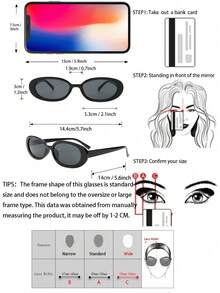 6pcs Women's Plastic Square & Oval Cat Eye Frame Fashion Sunglasses, Suitable For Outdoor Travel, Beach, Rave Party, Daily Wear - 6PCS 黑白灰米白茶 - 查看 5