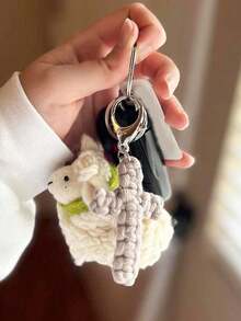 Cross Keychain Macrame Woven Jesus Keyring Christian Bag Charm Car Accessory Boho Gift For Women Men Holiday Birthday Wedding Party Favor Sister Friend - 彩色 - 查看 9