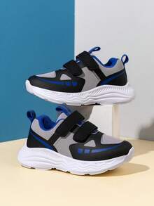 1 Pair Fashionable & Practical Children's Sports Shoes, Colorblock Style, Eye-Catching Hook And Loop
