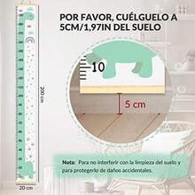 HomeChi Tabla de Crecimiento para Niños, Regla de Gráfico de Altura de Colgante y Extraíble para Medición de Estatura con Dibujo de para Bebés Niños, para Decoración de Pared de Habitación y Guardería(Dinosaurio) - Multicolor - Ver 4