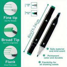 24/36/40/48/60/80/100/120/168/204色双头马克笔，美术绘图马克笔，带笔架和便携包，手绘设计笔套装，专业美术用品，文具礼品，圣诞节和生日礼物 - 彩色 - 查看 5