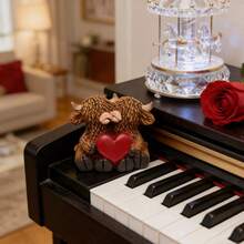 Figuras de vaca de las Tierras Altas de resina, lindas y creativas, decoración de vaca de las Tierras Altas para el hogar, el jardín y más. - Burdeos - Ver 5