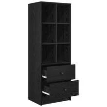 Larryhot Aparador alto con cajón Roble Negro 45,5 x 34 x 127 cm, Robusto y duradero, fácil de montar, una opción ideal para la decoración del hogar - Negro - Ver 5