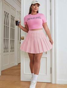 Skirt, Women's, PINK, BLACK, GRAY, Schoolgirl, Adult - Màu Hồng baby - Xem 3