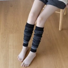 Wearing Fashionable Items With Stacked Socks, Thickened Socks, Warm Leg Socks, Elongated Mid Length Socks, Autumn And Winter Leg Guards - màu đen - Xem 2