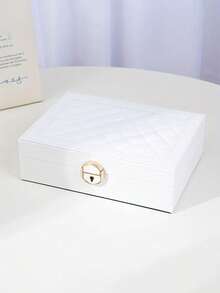 1pc 3-Tier Jewelry Storage Box, Watch Organizer, Earring Holder, Necklace Display, Bracelet Tray, Ring Case, Large Capacity 3-Layer Jewelry Box With Lock, Space-Saving Earring & Accessory Storage Box