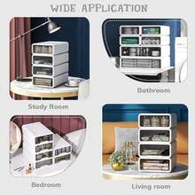 4 Tier Desk Organiser Drawers Stackable White Desktop Drawers Storage Plastic Make Up Desk Storage Box With 5 Drawers For Home Collection Makeup Office Supplies - White - View 5