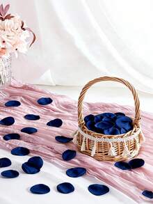 50/100/500pcs Silk Rose Petals, Satin Fabric Wedding Aisle Decorations For Cake Table/Flower Girl Basket/Bridal Shower, Romantic Bedding Scatter Flowers (4cm Bowl Shape, Burgundy Cream Mix)