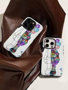 Estuche para teléfono con arte de personajes de dibujos animados coloridos Compatible con estuches para teléfonos   17  16 Pro Max  15 Pro Max  13 y  12 Hecho de material TPU a prueba de caídas, resistente al desgaste y cómodo de sostener Un gran regalo para familiares, amigos, seres queridos, novios / novias y para Navidad y Año Nuevo - Blanco - Ver 3